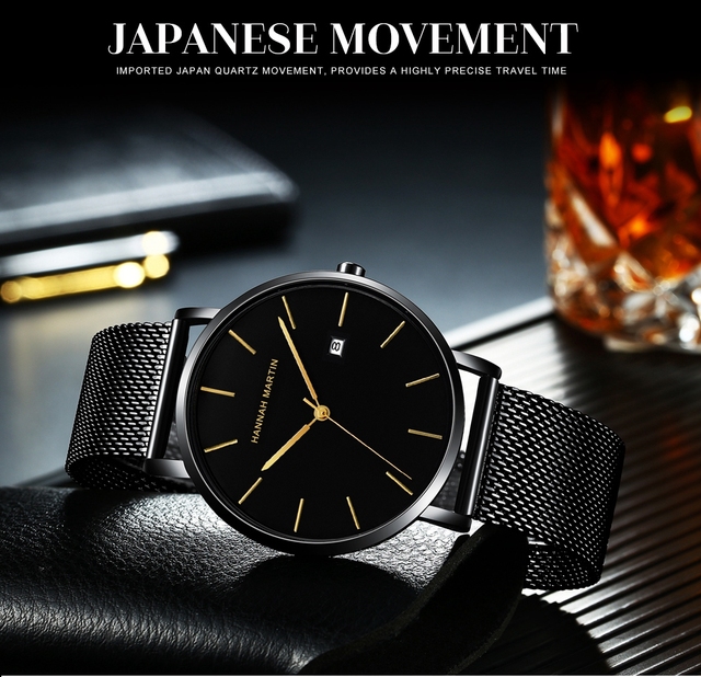 Męski zegarek kwarcowy z kalendarzem, pasek ze stali nierdzewnej i luksusowym japońskim mechanizmem - Wianko - 2