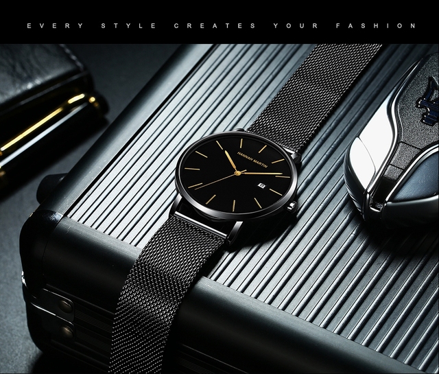 Męski zegarek kwarcowy z kalendarzem, pasek ze stali nierdzewnej i luksusowym japońskim mechanizmem - Wianko - 5