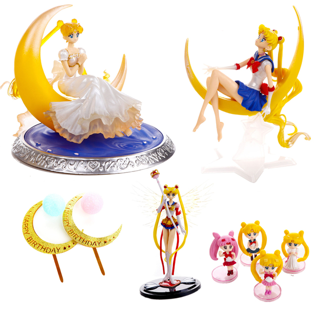 Nowa figurka PVC Sailor Moon z kreskówki Anime - skrzydła, dekoracja ciast, zabawka do kolekcjonowania - lalka figuruje w kategorii Figurki akcji - Wianko - 1