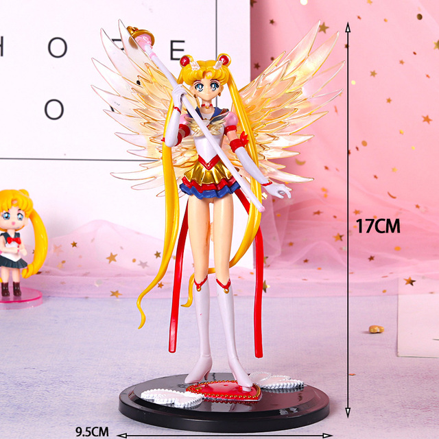 Nowa figurka PVC Sailor Moon z kreskówki Anime - skrzydła, dekoracja ciast, zabawka do kolekcjonowania - lalka figuruje w kategorii Figurki akcji - Wianko - 5