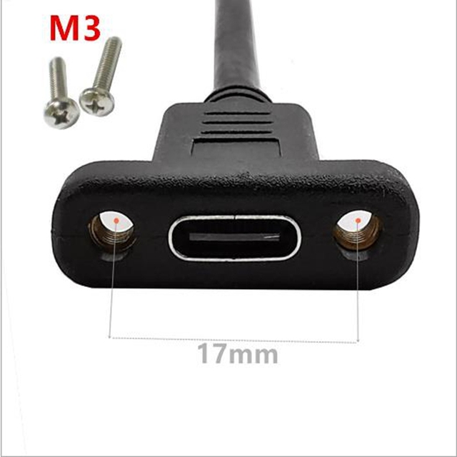 Przedłużacz kabla danych USB typu C 90° męski do żeńskiego, z panelowymi otworami montażowymi 10 Gb/s, pozłacany - Wianko - 6