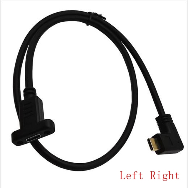 Przedłużacz kabla danych USB typu C 90° męski do żeńskiego, z panelowymi otworami montażowymi 10 Gb/s, pozłacany - Wianko - 5