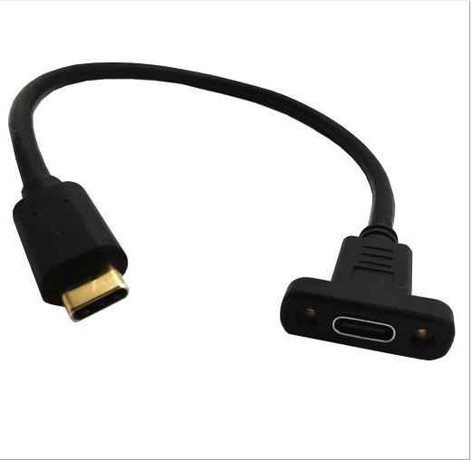 Przedłużacz kabla danych USB typu C 90° męski do żeńskiego, z panelowymi otworami montażowymi 10 Gb/s, pozłacany - Wianko - 8