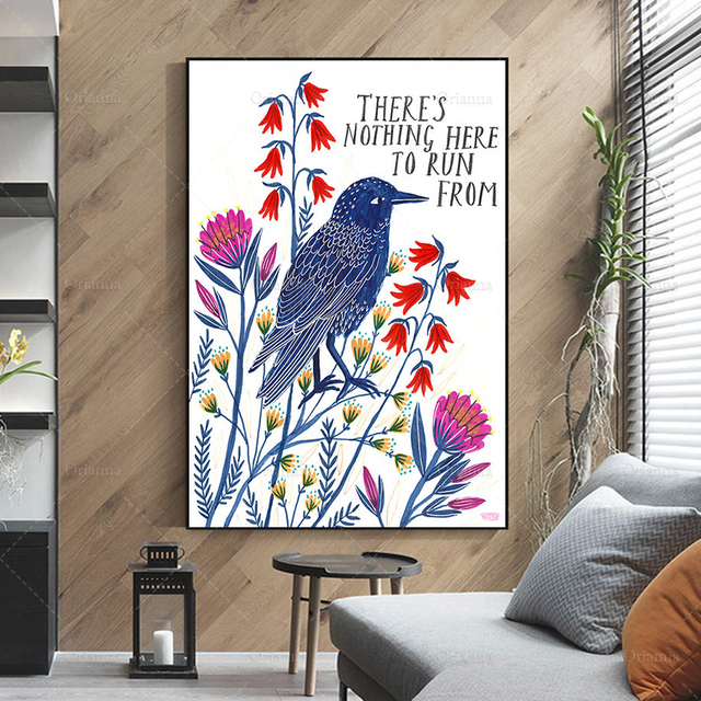 Plakat z drukowanym obrazem ptaka Nic tu nie biegać - nowoczesna dekoracja do domu - Wianko - 3