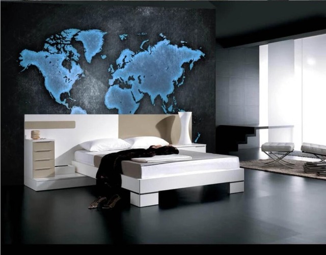 Niestandardowe 3D mural tapeta - nowoczesna mapa świata, niebieski głęboki, trójwymiarowe malowidło do salonu i sypialni - Wianko - 5