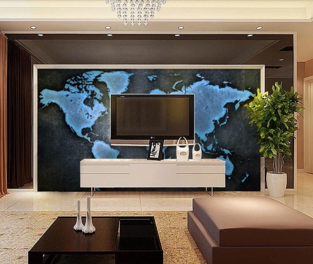 Niestandardowe 3D mural tapeta - nowoczesna mapa świata, niebieski głęboki, trójwymiarowe malowidło do salonu i sypialni - Wianko - 7