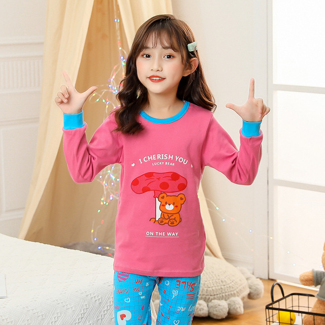 Bawełniane zestawy piżam dla dzieci - Jesienne piżamy Infantil dla dużej dziewczynki i chłopców (3-11 lat) w kolorowym cartoonowym wzorze - Wianko - 9