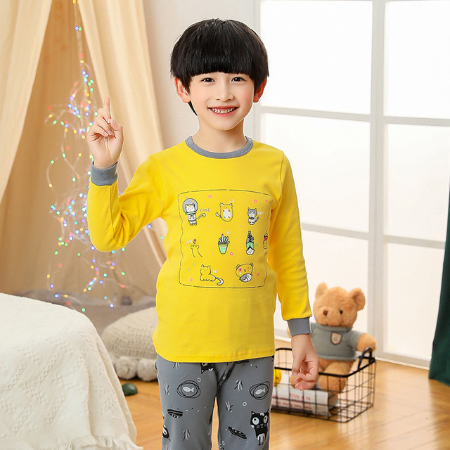Bawełniane zestawy piżam dla dzieci - Jesienne piżamy Infantil dla dużej dziewczynki i chłopców (3-11 lat) w kolorowym cartoonowym wzorze - Wianko - 11