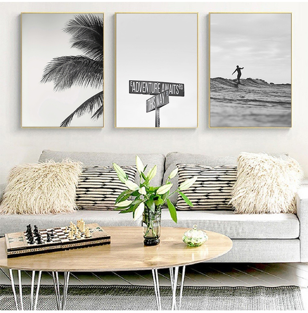Plaża przybrzeżna - czarno-biały plakat z pejzażem morskim - ścienna dekoracja - nowoczesne obrazy do domu z Nordic - druk na płótnie - Wianko - 5