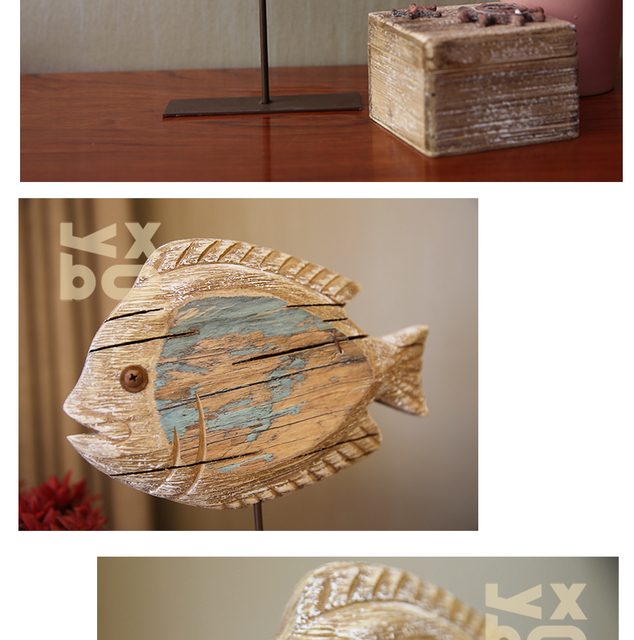 Morskie retro, drewniane stojące ozdoby rybne - dekoracja wnętrz, sztuka i rzemiosło ręcznie [Figurki i miniatury] - Wianko - 10