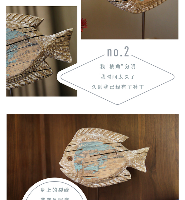 Morskie retro, drewniane stojące ozdoby rybne - dekoracja wnętrz, sztuka i rzemiosło ręcznie [Figurki i miniatury] - Wianko - 13