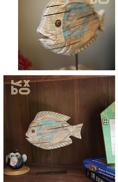 Morskie retro, drewniane stojące ozdoby rybne - dekoracja wnętrz, sztuka i rzemiosło ręcznie [Figurki i miniatury] - Wianko - 11