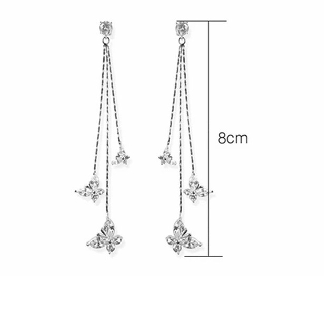Długi Tassel Butterfly Drop - srebrne kolczyki wiszące 2021 - moda letnia - prezenty dla dziewczyn - modna biżuteria damskie - Wianko - 1