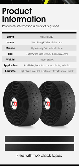 WEST BIKING Owijka na kierownicę rowerową EVA PU Bar z tłumieniem drgań i antypoślizgowymi paskami amortyzującymi, w zestawie 2 zaślepki - Wianko - 3
