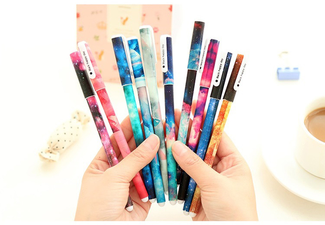 Kolorowy długopis żelowy z kolorowymi gwiazdami i kwiatami, 0.38mm - Wianko - 1