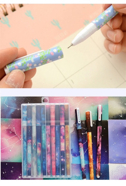 Kolorowy długopis żelowy z kolorowymi gwiazdami i kwiatami, 0.38mm - Wianko - 4