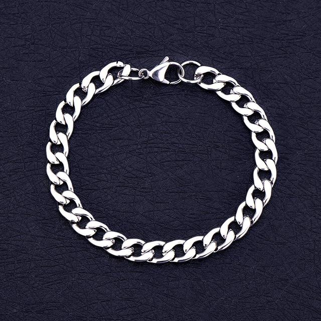 Zestaw biżuterii z szerokim (8 mm) stalowym łańcuchem, wykonany ze stali nierdzewnej - modny dodatek w stylu Hip Hop dla mężczyzn (nowość) - Wianko - 7