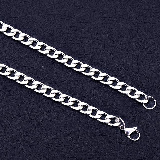 Zestaw biżuterii z szerokim (8 mm) stalowym łańcuchem, wykonany ze stali nierdzewnej - modny dodatek w stylu Hip Hop dla mężczyzn (nowość) - Wianko - 5