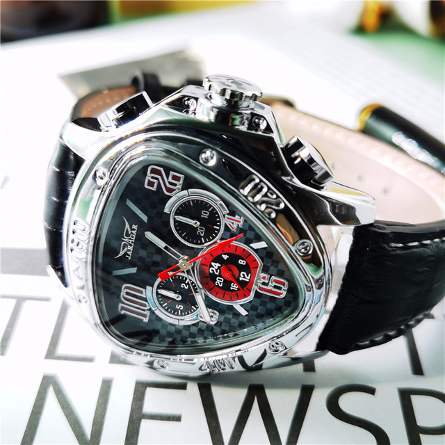 Luksusowy męski zegarek mechaniczny Jaragar z trójkątnym designem na skórzanym pasku - Wianko - 5