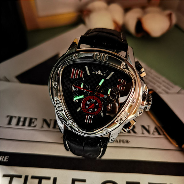 Luksusowy męski zegarek mechaniczny Jaragar z trójkątnym designem na skórzanym pasku - Wianko - 6