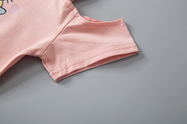 Nowe ubrania dla dzieci lato - koszulka z krótkim rękawem + spódnica w kolorowe paski(Zestaw dziewczynka) - Wianko - 17