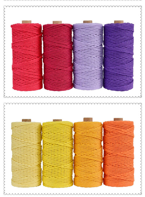 Bawełniana lina DIY o grubości 3mm, ręcznie tkana, w różnych kolorach, do robienia futerkowych dodatków, norek, pluszowych projektów, szydełkowania i dziergania - Wianko - 3