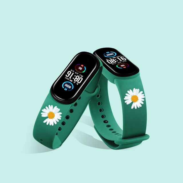 Pasek z wymiennym nadgarstkiem do Xiaomi Mi Band 6/5/4/3 - kwiatowy wzór, wykonany z silikonu, idealny do inteligentnego zegarka fitnessowego - Wianko - 6