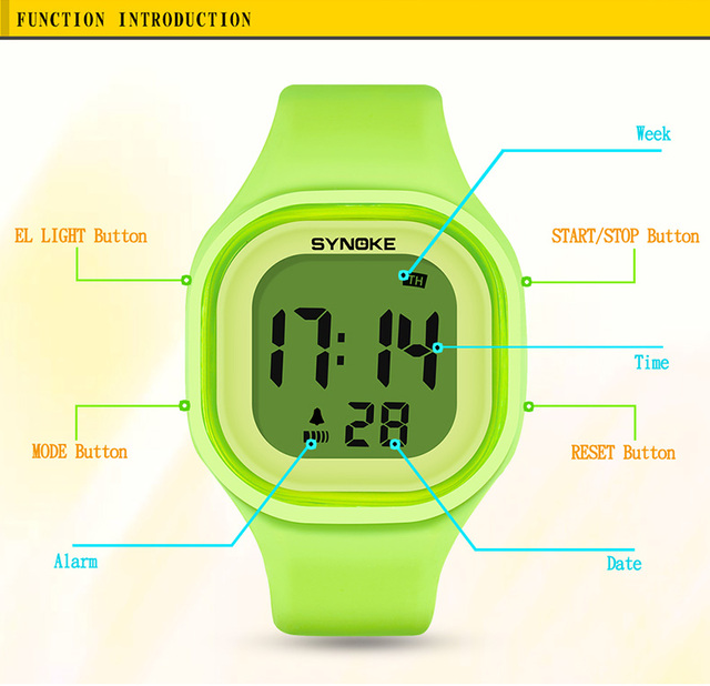 Zegarek dziecięcy SYNOKE z alarmem, z diodami LED i cyfrowym wyświetlaczem, wodoodporny - Wianko - 7