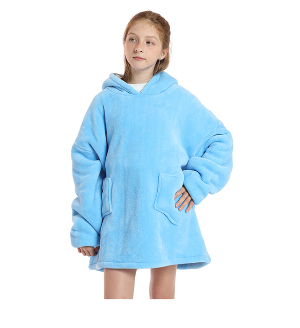 Bluza dziewczęca Winter Warm Fleece Oversized 9 kolorów 680G pluszowa bluza dziecięca Outdoor Wearable Sherpa koce wysokość 120-160cm - Wianko - 13