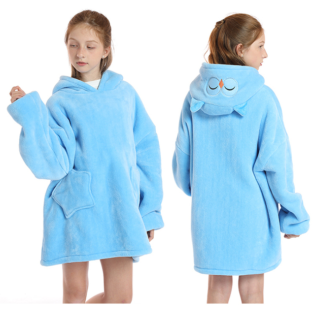 Bluza dziewczęca Winter Warm Fleece Oversized 9 kolorów 680G pluszowa bluza dziecięca Outdoor Wearable Sherpa koce wysokość 120-160cm - Wianko - 14