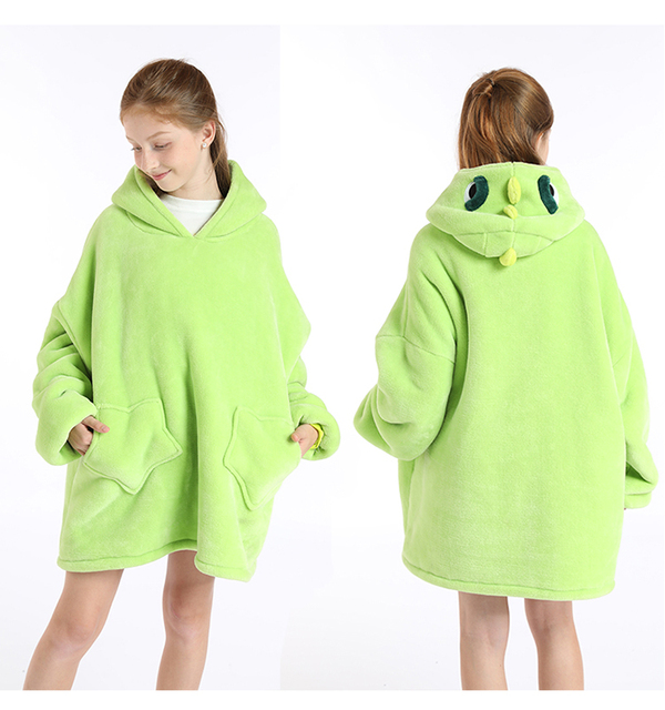 Bluza dziewczęca Winter Warm Fleece Oversized 9 kolorów 680G pluszowa bluza dziecięca Outdoor Wearable Sherpa koce wysokość 120-160cm - Wianko - 4
