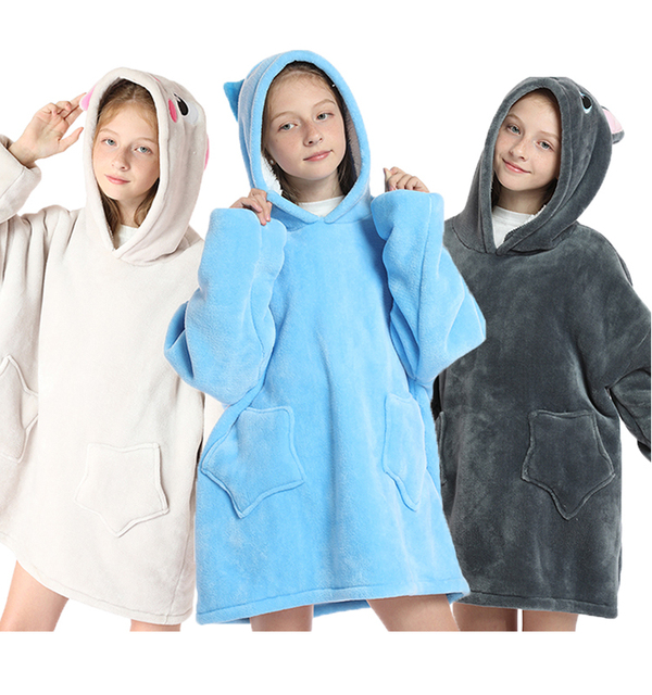 Bluza dziewczęca Winter Warm Fleece Oversized 9 kolorów 680G pluszowa bluza dziecięca Outdoor Wearable Sherpa koce wysokość 120-160cm - Wianko - 3