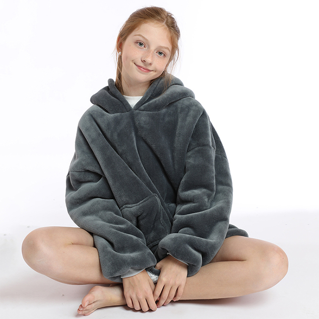 Bluza dziewczęca Winter Warm Fleece Oversized 9 kolorów 680G pluszowa bluza dziecięca Outdoor Wearable Sherpa koce wysokość 120-160cm - Wianko - 26