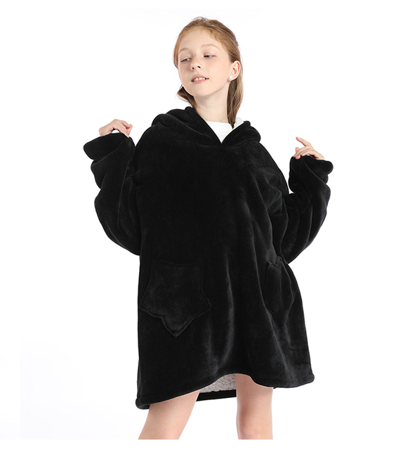 Bluza dziewczęca Winter Warm Fleece Oversized 9 kolorów 680G pluszowa bluza dziecięca Outdoor Wearable Sherpa koce wysokość 120-160cm - Wianko - 29