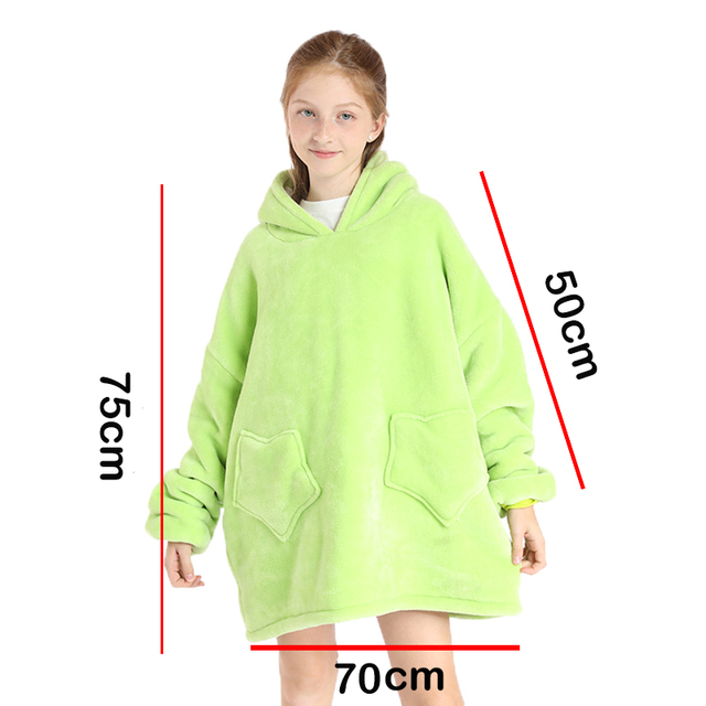 Bluza dziewczęca Winter Warm Fleece Oversized 9 kolorów 680G pluszowa bluza dziecięca Outdoor Wearable Sherpa koce wysokość 120-160cm - Wianko - 1