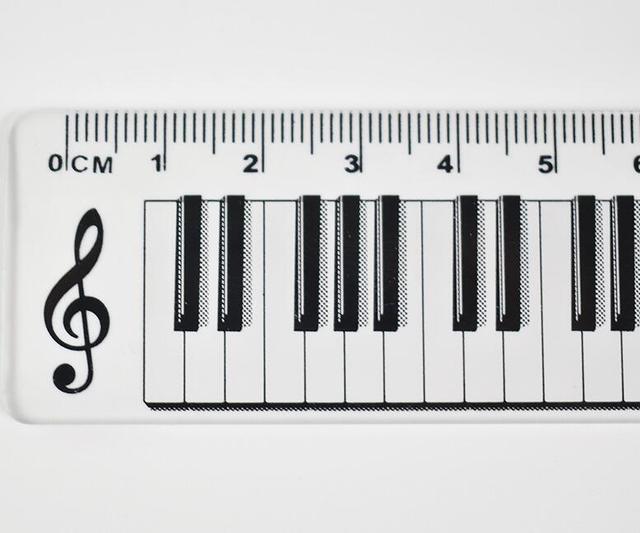 Muzykalne linijki z motywem kota i nut, przezroczyste z zakładkami, skala pomiarowa - 1 szt - Wianko - 41