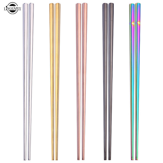 Czarny Chopstick - para pałeczek do jedzenia o długości 23.5 cm, wykonanych z kwadratowego koreańskiego stali nierdzewnej, w 5 kolorach - Wianko - 38