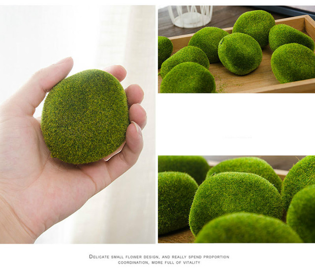 Sztuczna zielona mech piłka, fałszywy kamień - dekoracja DIY do sklepu, hotelu, biura, domu - rośliny na ścianę wystrój, sztuczne rośliny - Wianko - 6