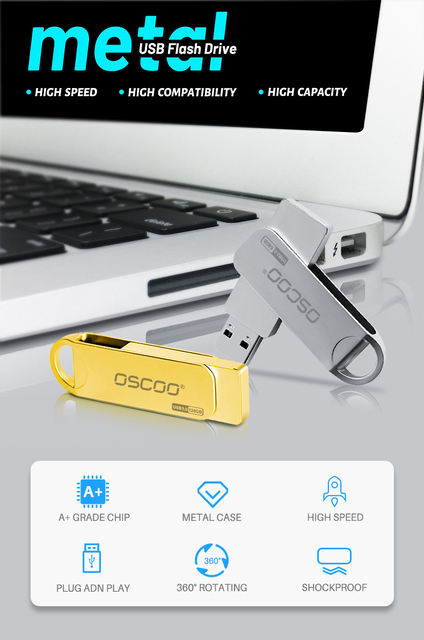 OSCOO klucz pamięci USB metalowy pióro jazdy USB 3.0 16GB/32GB/64GB - Wianko - 1