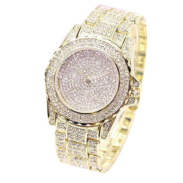 Zegarek damski Panie, luksusowy okrągły zegarek kwarcowy, złoty/srebrny z błyszczącym wykończeniem - Wianko - 14
