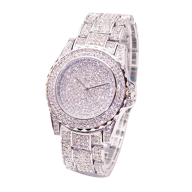 Zegarek damski Panie, luksusowy okrągły zegarek kwarcowy, złoty/srebrny z błyszczącym wykończeniem - Wianko - 15