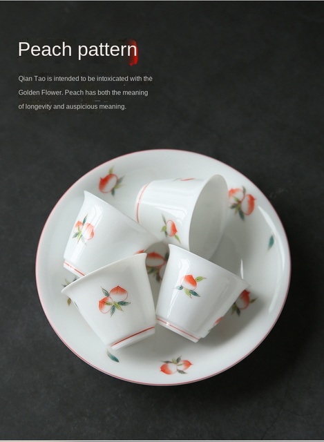 Zestaw do degustacji herbaty z białej porcelany ręcznie rysowany, długowieczny, mistrzowski puchar ceramiczny - Wianko - 12