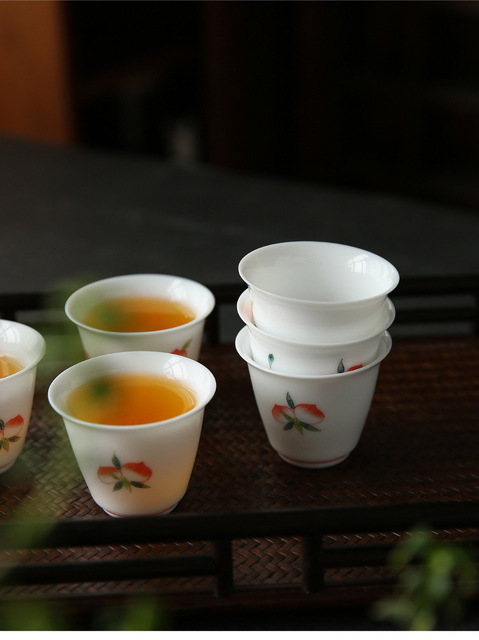 Zestaw do degustacji herbaty z białej porcelany ręcznie rysowany, długowieczny, mistrzowski puchar ceramiczny - Wianko - 9