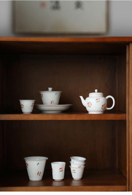 Zestaw do degustacji herbaty z białej porcelany ręcznie rysowany, długowieczny, mistrzowski puchar ceramiczny - Wianko - 7