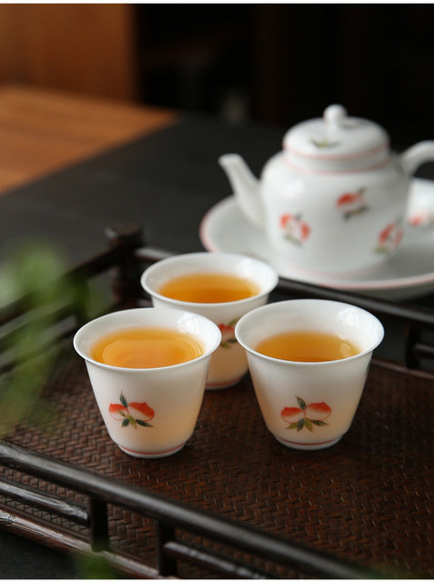 Zestaw do degustacji herbaty z białej porcelany ręcznie rysowany, długowieczny, mistrzowski puchar ceramiczny - Wianko - 5