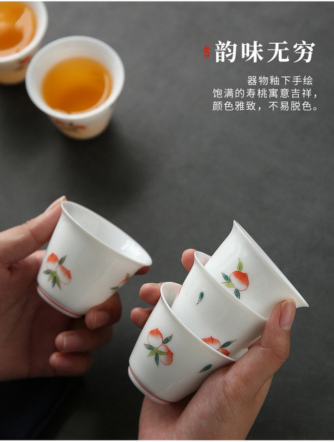 Zestaw do degustacji herbaty z białej porcelany ręcznie rysowany, długowieczny, mistrzowski puchar ceramiczny - Wianko - 3