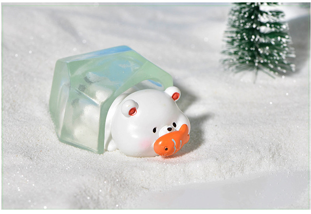 Miniaturowa dekoracja z żywicznego ciasta - Mały słodki niedźwiedź polarny wędkarstwo - Wianko - 10