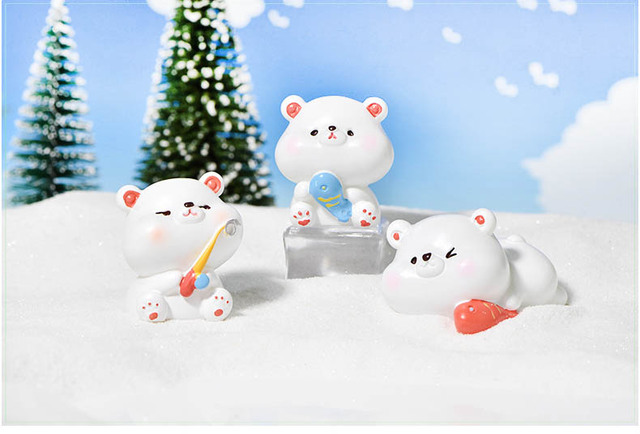 Miniaturowa dekoracja z żywicznego ciasta - Mały słodki niedźwiedź polarny wędkarstwo - Wianko - 8