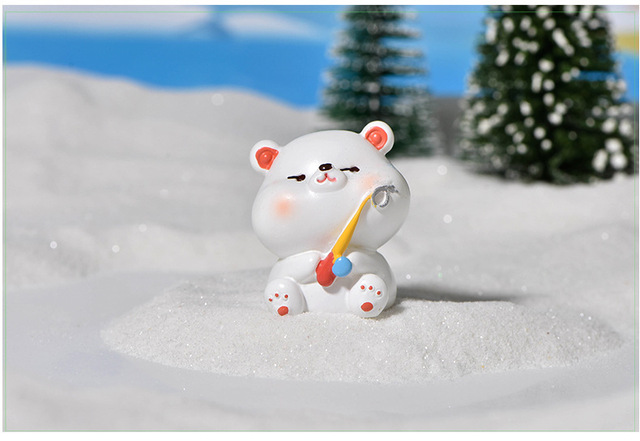 Miniaturowa dekoracja z żywicznego ciasta - Mały słodki niedźwiedź polarny wędkarstwo - Wianko - 9