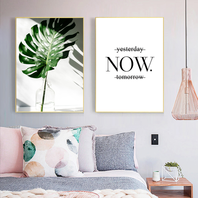 Malarstwo i kaligrafia: Płótno artystyczne z nadrukiem botanicznym, nowoczesna dekoracja do domu - plakat Anime, skandynawskie plakaty z zielonym liściem rośliny - miłość teraz - Wianko - 5